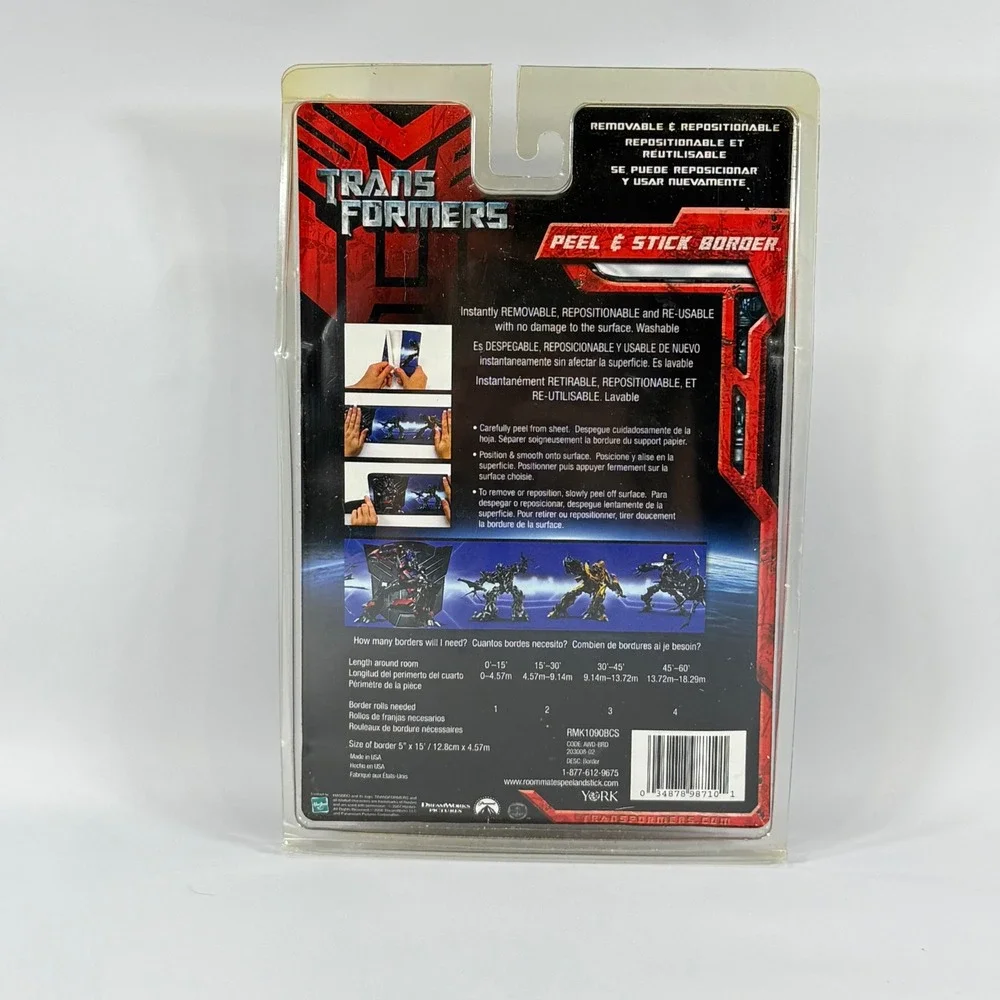 VTG Transformers Peel & Stick Wall Border Kids Room 15ft Blue NEW 2007 Movie